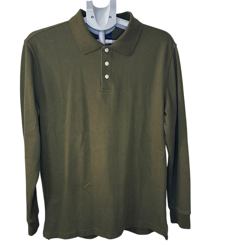 Saddlebred Long Sleeve Olive Green Long Sleeve Polo Shirt Size M